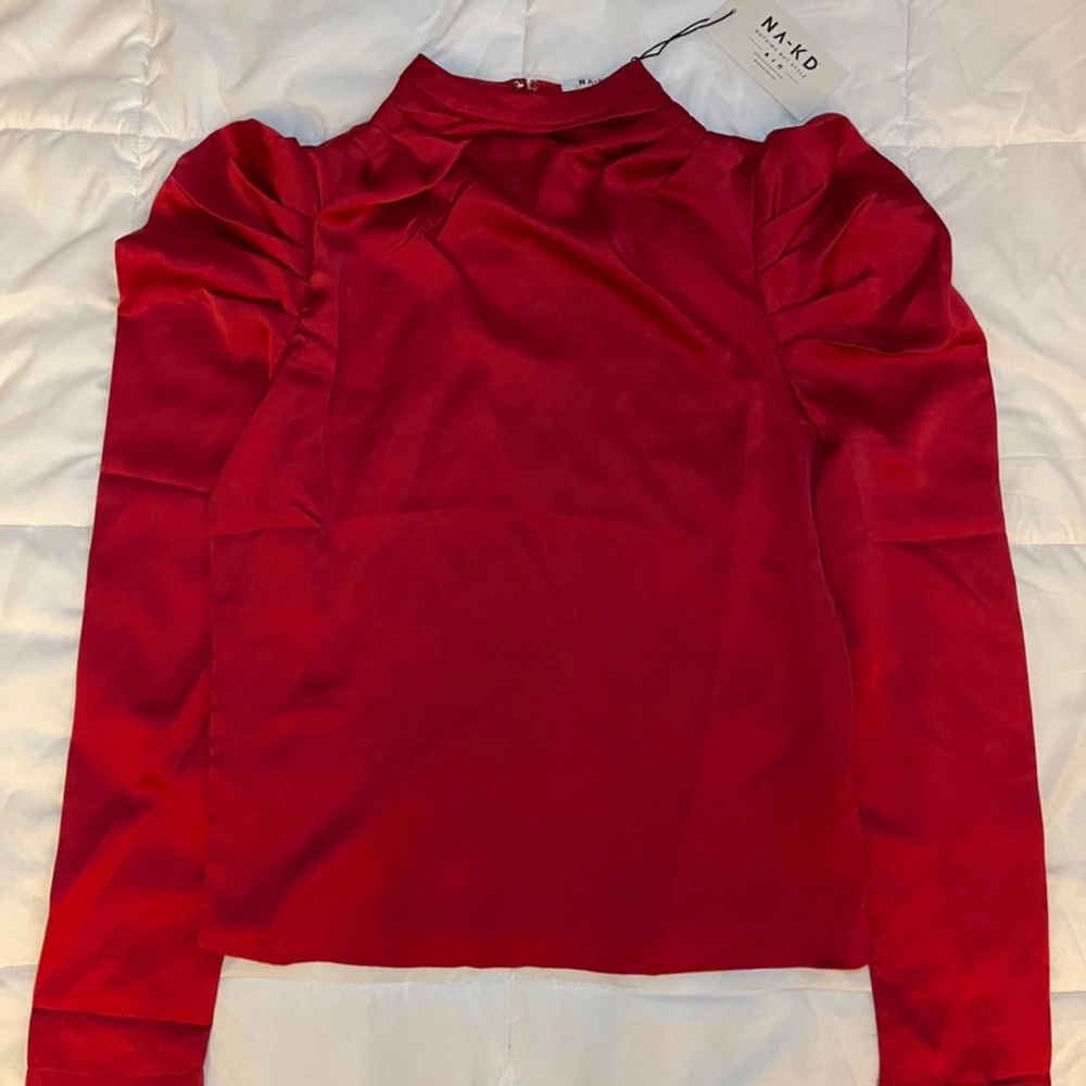 Na-Kd satin puffed sleeve blouse